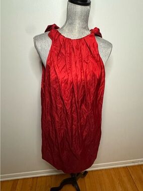 MANGO Collection | Red Satin Halter Neck Dress